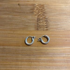 Tiny sterling silver hoops